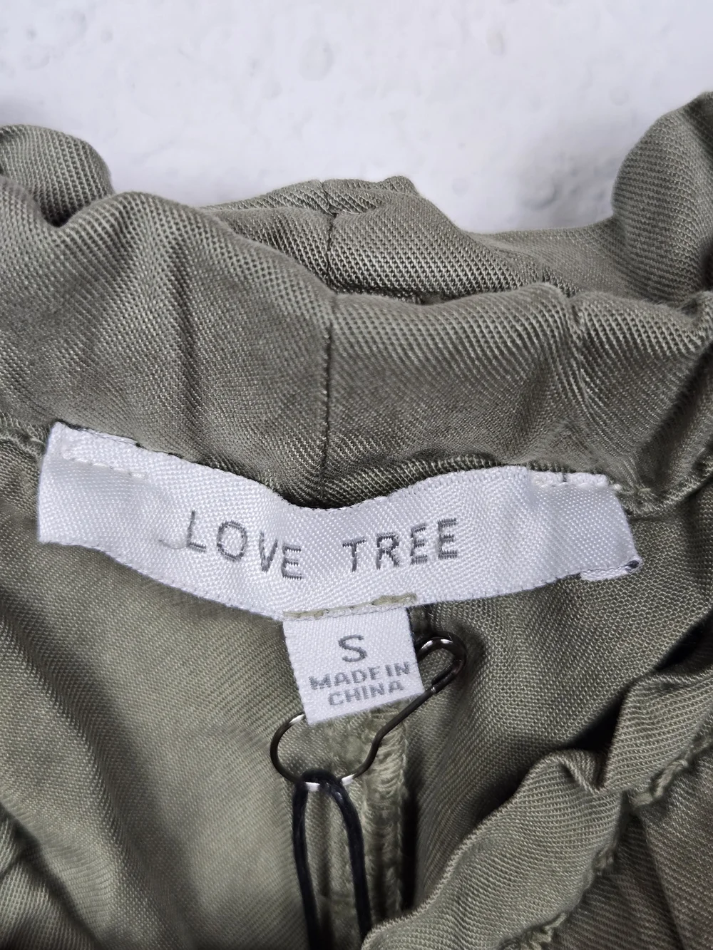 NWT Love Tree TENCEL Paperbag Tie Waist Jogger Pants Sage Green Size S Boho